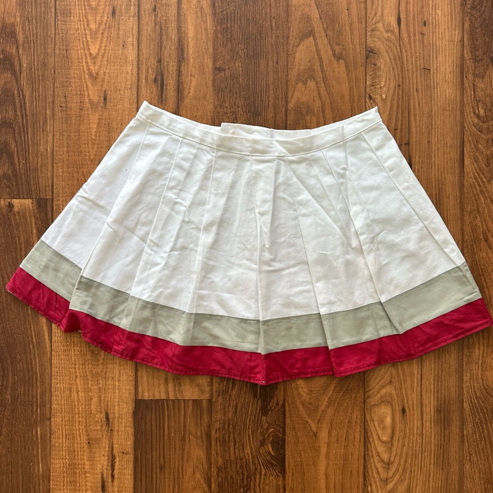 White, maroon & gray pleated skirt (cheerleading)